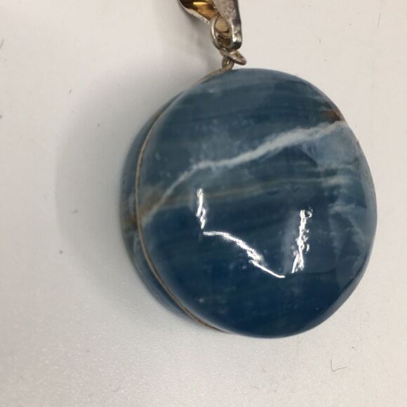 Blue Calcite Sterling Silver wire wrapped Pendant - Picture 9 of 11